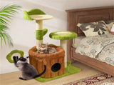 36" Jungle Theme Cat Tree - Washable Peach Skin, Sisal Scratching Post & Interactive Toys 81244836