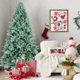 Artificial 8ft Blue green Tint Christmas Tree with 2458 PE/PVC Mixed Branch Tips, memory wireiron 66097237