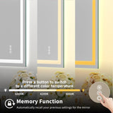 24x36" Frameless Tempered MirrorDual LED Light StripsFront and Back Lighting T3177P320554