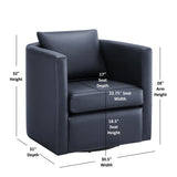 Sutton Midnight Blue Faux Leather Swivel Barrel Chair B050P322588