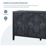 Carved Flower Door Handle, Antique Four Door Cabinet for Living Room Kitchen Hallway W1445P146387