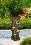 ZUN 11x13.4x31.5" Rustic Decorative Tree Trunk 5 Tier Water Fountain, with Light Pump, for Indoor W2078138956