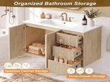 36-Inch Wall-Mounted Bathroom Vanity with Ceramic Sink, Soft-Close Doors Drawers, MDF N729P517638N