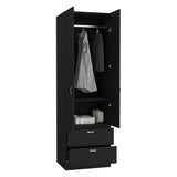 ZUN Vico 76" High Armoire Wardrove Closet with 2 Drawers, Double Door Cabinet , One Shelf and Hanging B200P188837