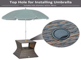2-Tier Rattan Wicker Side Table Outdoor Patio Table with Umbrella Hole & Storage Shelf 44655163