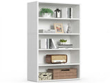 5-Tier Bookshelves with Adjustable Shelves, Floor Standing Bookcase for Home & Office Storage, White 99615046
