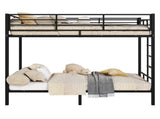 Black Twin Bunk Bed Square Tube High Guardrail Side Ladder Opening Iron Bed 85462110
