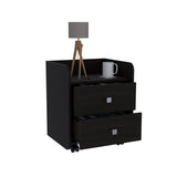 Nightstand 22"H, Two Drawers, Superior Top, Metal Handle, Black B097133085