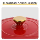 Cast iron 6QT cooking pot - Gradient red - Includes two silicone gloves - Enamel pot 23809115