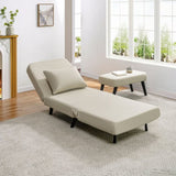 3 in 1 Foldable Linen Chaise Lounge with Adjustable Backrest, Footrest & Detachable Pillow, W1716P280541