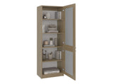 Tall Bookcase 71" H with 2 Fluted Panel Doors and Five Interior Shelves, Natural Oak B097P480469