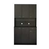 ZUN 70.87" Tall Wardrobe& Kitchen Cabinet, with 6-Doors, 1-Open Shelves and 1-Drawer for bedroom,Black 20536572