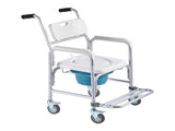 4-in-1 Bedside Commode Chair with Wheels, 350 lbs Capacity Portable Toilet & Raised Toilet Seat, 5L 74279325