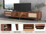 Rattan TV Stand with 3 Cabinets & 2 Drawers, Rattan-inspired Media Console Table for TVs up to 80'', WF324225AAP