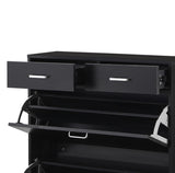 Large size Shoe Cabinet,Free Standing Tipping Bucket Shoe Rack Organizer with 2 Flip Drawers&2 W2516P270525