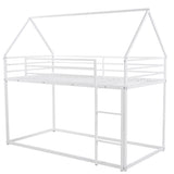 Twin over Twin House Bunk Bed with Built-in Ladder,White WF283080AAK