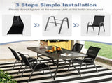 Black 2 Pack Stackable Patio Dining Chairs, Ergonomic Steel Frame Breathable Fabric Outdoor Chairs 20857821