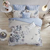 8 Piece Cotton Printed Comforter Set Blue King B03597239