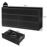 ZUN 6 Drawer Double Dresser for Bedroom, Wide Storage Cabinet for Living Room Home Entryway, Black 53394625