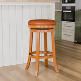 ZUN 30" Bar Stool, Natural Finish, Saddle Leather Seat B04660651