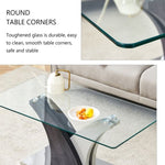 ZUN Rectangular Coffee Table.Tempered glass countertop, and artistic MDF legs,perfect for hosting W1151P216454