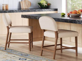 26'' Seat Height Fabric & Rubberwood Bar Stool, Beige Upholstery with Adjustable Floor Leveler, N780P394271B