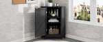 ZUN Black Bathroom Cabinet Triangle Corner Storage Cabinet with Adjustable Shelf Modern Style MDF Board N725P172615B