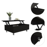 ZUN Tilton Rectangle Lift Top Coffee Table Black Wengue B06280625