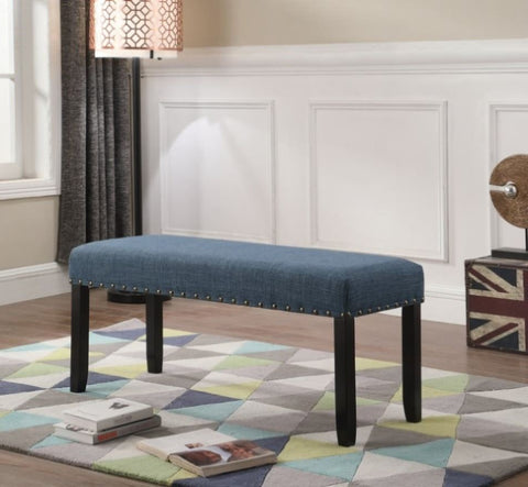 ZUN Biony Fabric Dining Bench with Nailhead Trim, Blue T2574P164610