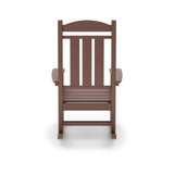 ZUN Pecan Traditional Porch Rocker – Classic HDPE Poly Lumber for Porch, Patio, and Garden Comfort B195P198776