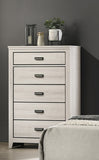 ZUN 1pc Rustic Contemporary Chest Beige White Finish Five Storage Drawers Wooden Bedroom Furniture B011P230843