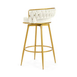 ZUN Swivel Counter Height Bar Stools Set of 2,31.5"Bar Height Stools with Hand-Woven Backrest & Gold N762P216979A