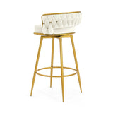 ZUN Swivel Counter Height Bar Stools Set of 2,31.5"Bar Height Stools with Hand-Woven Backrest & Gold N762P216979A