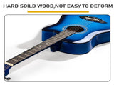 Blue 38-inch Acoustic Guitar with Picks, Strings, Capo, Case, Tuner, and Strap 24629343