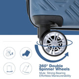 4-piece ABS lightweight suitcase, 14 inch makeup box, aircraft wheels BLUE W284P149260