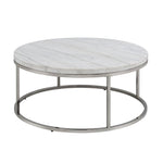 ZUN ACME Zaidee Coffee Table, Natural Marble Top & Nickel Finish LV02795