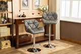 Glasgow Contemporary Tufted Adjustable Height Hidraulic Bar Stools, Set of 2, Grey T2574P164866