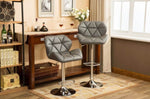 ZUN Glasgow Contemporary Tufted Adjustable Height Hidraulic Bar Stools, Set of 2, Grey T2574P164866