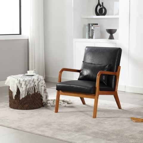 ZUN COOLMORE Modern Accent Chair, Solid Wood Padding Lounge Armchairs With One pillow for Living Room, W395P201456