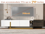 VIBE HAUS 66.7'' Light Luxury TV Stand for TVs up to 70 Inches, Modern TV Cabinet with Metal Legs, 1 N724P321446K