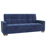 PrimeNest NimbusFlow Upholstered Convertible Sofabed with Storage, Blue Microfiber B030P286520