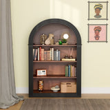 Bookcase, 4-Shelf Tall Bookshelf, 45.66" Wood Open Display Floor Arched Bookcase, Large Storage W3123P333708