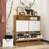 Shoe Storage Cabinet with 4 Flip Drawers , Shoe Rack Organizer Cabinet with wooden handle W409P195086