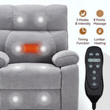 Grey Heat Massage Dual Motor Infinite Position Up to 350 LBS Large Electric Power Lift Recliners W1803P264031