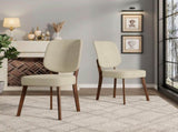 Dellers Mid-Century Modern Upholstered Dining Chairs in Oatmeal with Dark Brown Solid Wood Legs B127P495084