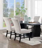 ZUN Unique Contemporary Gray Boucle Fabric Set of 2pc Dining Chairs Black Wooden Legs Parson Side Chair B011P234754