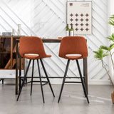 ZUN Porth Fabric Kitchen 28.25" Counter Height Stools, Set of 2, Orange T2574P165089