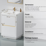 24" Freestanding Bathroom Vanity with Sink, Bathroom Storage Vanity Cabinet with Stone Resin W1573P211195