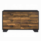 Walnut and Black 6-Drawer Dresser B062P209033