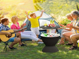 Black Outdoor Imitation Rattan Ice Cooler Side Table 8Gal 2-Height Adjustable with Drain Plug 19316961